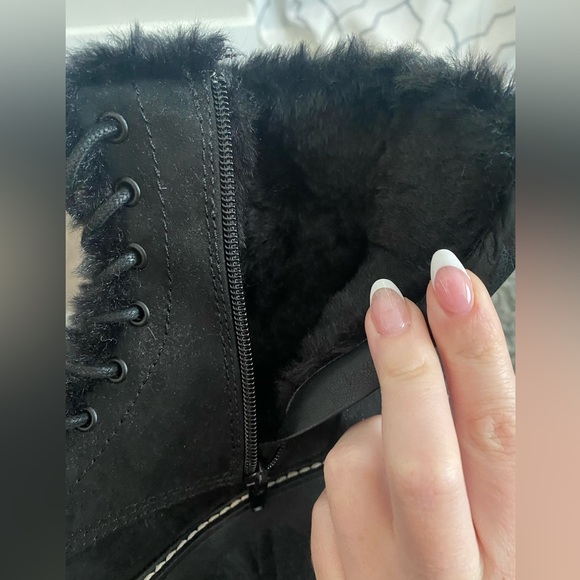 Women’s Madden Girl Furry Combat Boots. Color- Black. - Picture 9 of 13